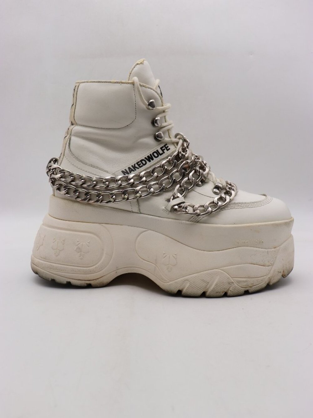 Naked Wolfe “Spike White Leather” Womens Size 9 Platform Sneakers